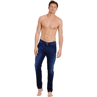Hombre Autros Liso - Vaqueros estrechos en el tobillo con cinco bolsillos para hombre, Med denim w2 frontworn Hombre Autros Liso - Vaqueros estrechos en el tobillo con cinco bolsillos para hombre, Med denim w2 frontworn