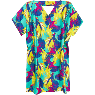 Femme cover-up Imprimé - Robe en Twill de Soie Femme Birds of Paradise, Vert veronese back Femme cover-up Imprimé - Robe en Twill de Soie Femme Birds of Paradise, Vert veronese back