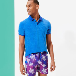 Bild von Herren Andere Uni - Solid Polohemd aus Frottee für Herren, Sea blue Details Ansicht 4 Bild von Herren Andere Uni - Solid Polohemd aus Frottee für Herren, Sea blue Details Ansicht 4