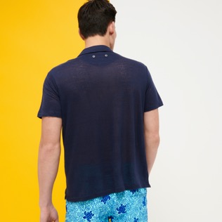 男款 Others 纯色 - 男士纯色亚麻运动 Polo 衫, Navy backworn 男款 Others 纯色 - 男士纯色亚麻运动 Polo 衫, Navy backworn