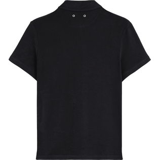 男款 Others 纯色 - 中性纯色毛圈布保龄球衫, Black 后视图