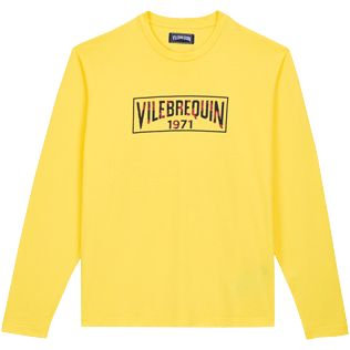 Photo de Homme AUTRES Uni - T-shirt manches longues en coton, Citron vue de face Photo de Homme AUTRES Uni - T-shirt manches longues en coton, Citron vue de face