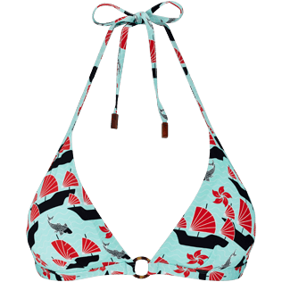 Donna Foulard Stampato - Top bikini donna all'americana Hong Kong, Menta front Donna Foulard Stampato - Top bikini donna all'americana Hong Kong, Menta front