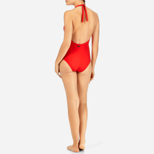 Women One Piece Solid - Solid shaping One piece, Poppy red backworn Women One Piece Solid - Solid shaping One piece, Poppy red backworn