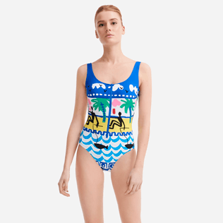 女款 One piece 印制 - La Mer 海洋系列女士连体泳衣 - Vilebrequin x JCC+ 合作款 - 限量版, White 正面穿戴视图