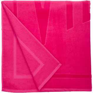 Towels Liso - Toalla de playa en tejido terry en jacquard liso, Shocking pink back Towels Liso - Toalla de playa en tejido terry en jacquard liso, Shocking pink back