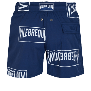 Men Stretch classic Printed - Men Swim Trunks Stretch Vilebrequin labels, Navy back Men Stretch classic Printed - Men Swim Trunks Stretch Vilebrequin labels, Navy back