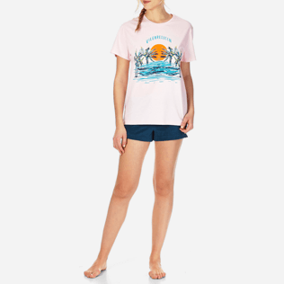 Femme Tee-Shirts Imprimé - T-shirt en Coton Femme Vilebrequeen, Pivoine frontworn Femme Tee-Shirts Imprimé - T-shirt en Coton Femme Vilebrequeen, Pivoine frontworn