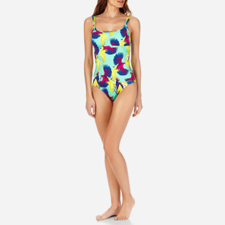 Mujer Una pieza Estampado - Bañador de una sola pieza con escote redondo y estampado Birds of Paradise para mujer, Veronese green frontworn Mujer Una pieza Estampado - Bañador de una sola pieza con escote redondo y estampado Birds of Paradise para mujer, Veronese green frontworn