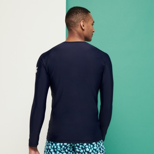 Hombre Autros Liso - Camiseta térmica de color liso para hombre, Azul marino vista trasera desgastada