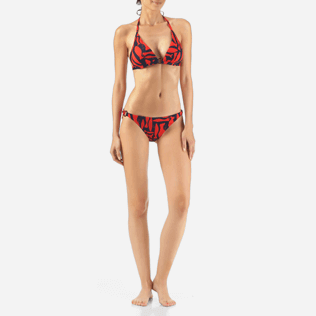 Women Bottoms Printed - Silex Fishes Bikini bottom, Poppy red frontworn Women Bottoms Printed - Silex Fishes Bikini bottom, Poppy red frontworn