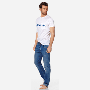 Hombre Autros Liso - Vaqueros rectos con cinco bolsillos para hombre, Light denim w3 frontworn Hombre Autros Liso - Vaqueros rectos con cinco bolsillos para hombre, Light denim w3 frontworn