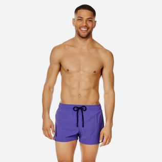 Men Short classic Solid - Men Swim Trunks Short and Fitted Stretch Solid, Hyacinth frontworn Men Short classic Solid - Men Swim Trunks Short and Fitted Stretch Solid, Hyacinth frontworn