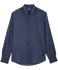 Herren Andere Bedruckt - Micro Ronde des Tortues Unisex Sommerhemd aus Baumwollvoile, Marineblau Vorderansicht