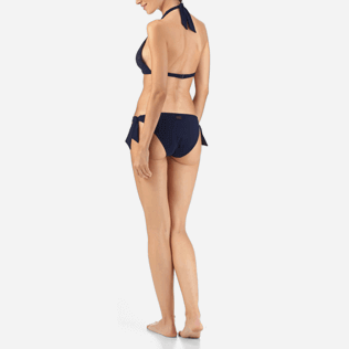 Mujer Halter Lazercut - Top de bikini de triángulo con estampado Micro Ronde des Tortues, Azul marino backworn Mujer Halter Lazercut - Top de bikini de triángulo con estampado Micro Ronde des Tortues, Azul marino backworn