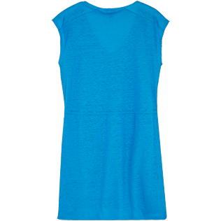 Mujer Autros Liso - Vestido corto en jersey de lino de color liso para mujer, Hawaii blue back Mujer Autros Liso - Vestido corto en jersey de lino de color liso para mujer, Hawaii blue back