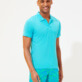 Men Others Solid - Men Tencel Polo Shirt Solid, Azure front worn view Men Others Solid - Men Tencel Polo Shirt Solid, Azure front worn view