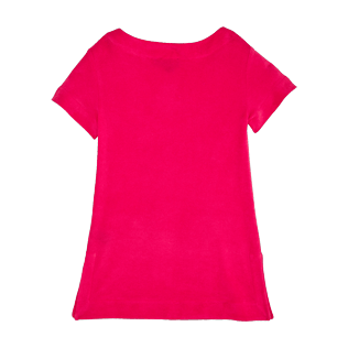 Filles Robes Uni - Robe Fille en Eponge Unie, Rose shocking back Filles Robes Uni - Robe Fille en Eponge Unie, Rose shocking back