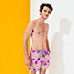 Men Classic Embroidered - Men Swim Trunks Embroidered Ronde des Tortues Aquarelle - Limited Edition, Pink berries frontworn Men Classic Embroidered - Men Swim Trunks Embroidered Ronde des Tortues Aquarelle - Limited Edition, Pink berries frontworn