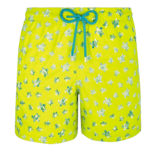 Men Classic / Moorea Embroidered - Men Swimtrunks Embroidered Micro ronde des tortues - Limited Edition, Chartreuse front Men Classic / Moorea Embroidered - Men Swimtrunks Embroidered Micro ronde des tortues - Limited Edition, Chartreuse front