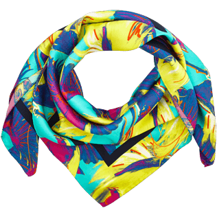 046 Stampato - Foulard in seta Birds of Paradise, Veronese green front 046 Stampato - Foulard in seta Birds of Paradise, Veronese green front