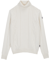 Men Others Solid - Men Cotton Cashmere Turtle Neck Sweater, Off white front view