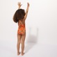 Mädchen Andere Bedruckt - Looney Tunes Badeanzug für Mädchen, Medlar Rückansicht getragen