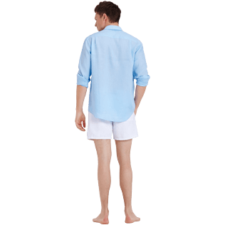 Hombre Autros Liso - Camisa de lino lisa para hombre, Cielo azul supp4 Hombre Autros Liso - Camisa de lino lisa para hombre, Cielo azul supp4