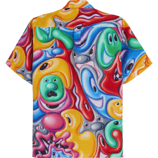 Uomo Altri Stampato - Camicia uomo bowling in lino Faces In Places - Vilebrequin x Kenny Scharf, Multicolore vista posteriore