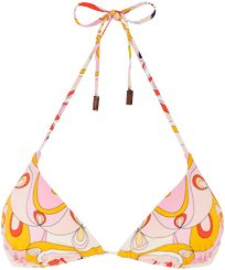 Mujer Tríangulo Estampado - Top de bikini con copas de triángulo y estampado Kaleidoscope para mujer, Camellia vista frontal