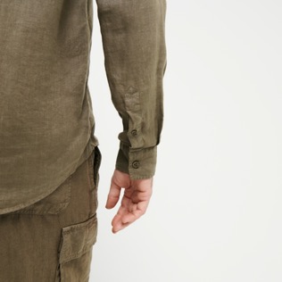 Hombre Autros Liso - Camisa de lino con tinte natural para hombre, Scrub detalles vista 2