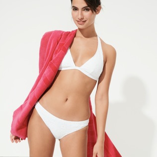 Damen Klassische Höschen Bestickt - Broderies Anglaises Midi-Bikinihose für Damen, Weiss Details Ansicht 2