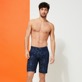 Men Others Printed - Men Bermuda Shorts Chambray Madrague Printed, Dark denim w1 front worn view Men Others Printed - Men Bermuda Shorts Chambray Madrague Printed, Dark denim w1 front worn view