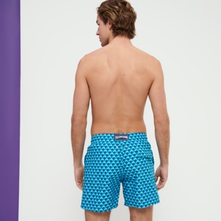 Men Classic Printed - Men Swimwear Micro Waves, Lazulii blue back worn view