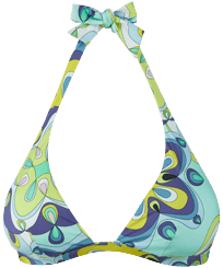 Mujer Halter Estampado - Top de bikini anudado alrededor del cuello con estampado Kaleidoscope para mujer, Laguna vista frontal
