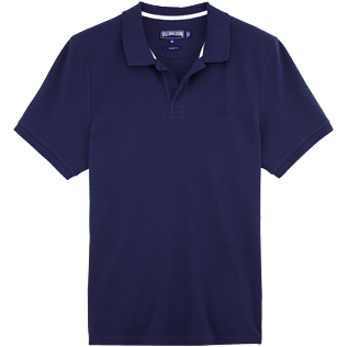 Hombre Autros Liso - Polo en piqué de algodón, Azul marino front Hombre Autros Liso - Polo en piqué de algodón, Azul marino front