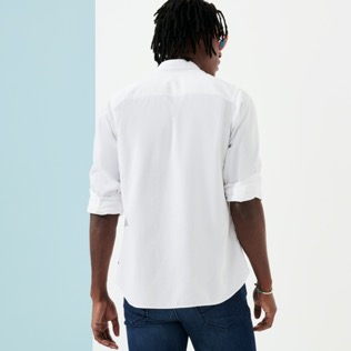 Hombre Autros Liso - Camisa en terciopelo de color liso para hombre, Blanco vista trasera desgastada