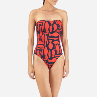 Women One piece Printed - Silex Fishes One piece, Poppy red supp2 Women One piece Printed - Silex Fishes One piece, Poppy red supp2