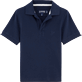 Niños Autros Liso - Boys Cotton Pique Polo Shirt Solid, Azul marino vista frontal