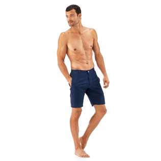 Hombre Bermudas Liso - Bermudas rectas color añil, Indigo frontworn Hombre Bermudas Liso - Bermudas rectas color añil, Indigo frontworn
