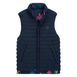 Others Printed - Unisex Sleeveless Jacket Ronde Des Tortues, Navy front view