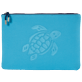 Others Printed - Zipped Turtle Beach Pouch, Azure front view
