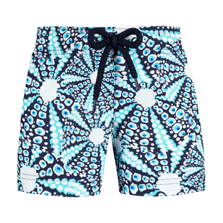 Mädchen Andere Bedruckt - Oursinade Stretch-Badeshorts für Mädchen, Marineblau front Mädchen Andere Bedruckt - Oursinade Stretch-Badeshorts für Mädchen, Marineblau front