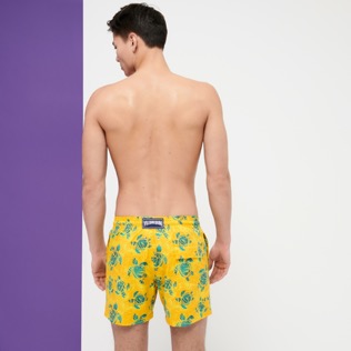 Men Others Printed - Men Stretch Swim Trunks Turtles Madrague, Yellow back worn view