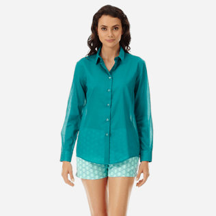 Mujer Autros Liso - Camisa de algodón de color liso con espalda descubierta para mujer, Pinos frontworn Mujer Autros Liso - Camisa de algodón de color liso con espalda descubierta para mujer, Pinos frontworn