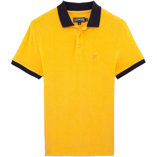 Homme Polos Uni - Polo Éponge Contrastée, Curcuma front Homme Polos Uni - Polo Éponge Contrastée, Curcuma front