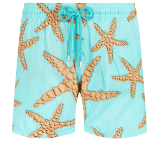 foto di Uomo Classico ultraleggero Stampato - Costume da bagno uomo ultraleggero e ripiegabile Sand Starlettes, Laguna vista frontale foto di Uomo Classico ultraleggero Stampato - Costume da bagno uomo ultraleggero e ripiegabile Sand Starlettes, Laguna vista frontale