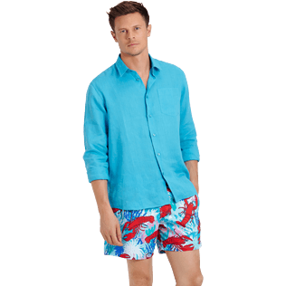 Men Others Solid - Men Linen Shirt Solid, Curacao supp3 Men Others Solid - Men Linen Shirt Solid, Curacao supp3