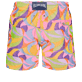 Men Classic Embroidered - Men Swim Trunks Embroidered 1984 Invisible Fish - Limited Edition, Pink polka back view