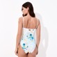 Women Fitted Printed - Women One-piece Swimsuit Belle Des Champs, Soft blue back worn view